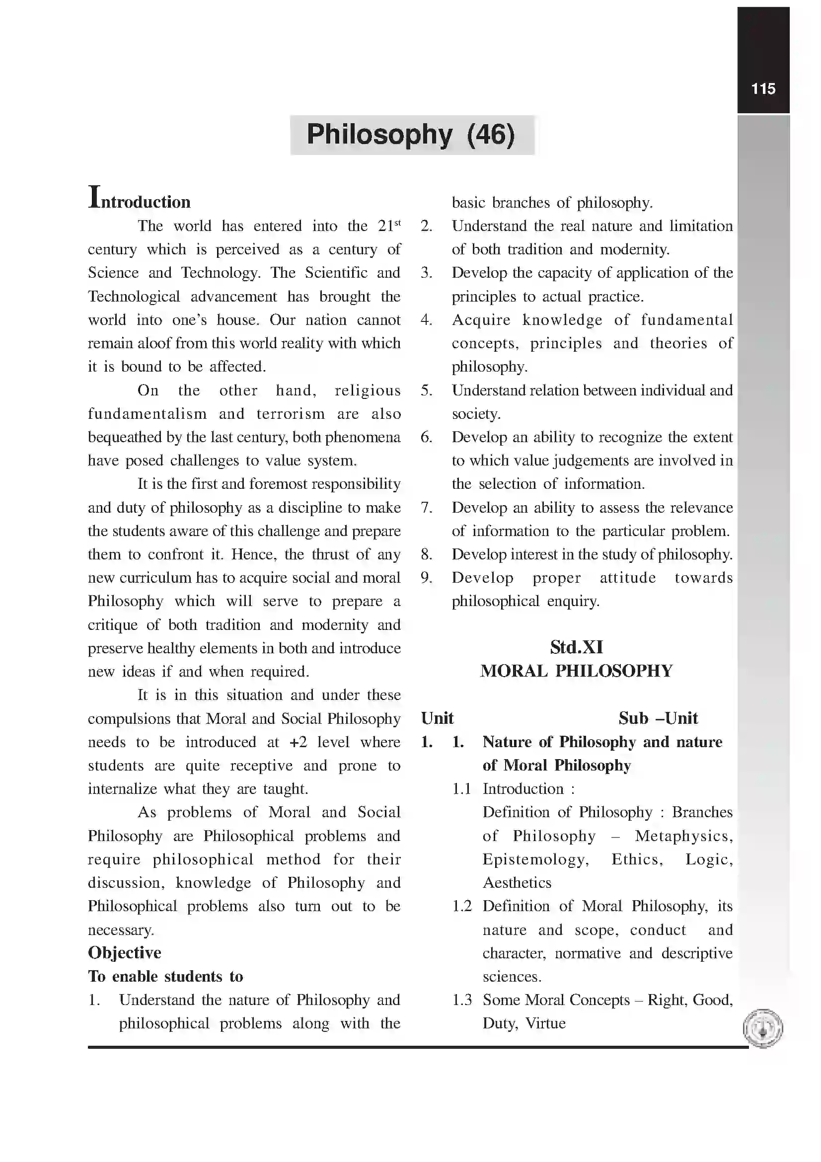 Maharashtra Board Class 12th 2020 Philosophy Syllabus 1