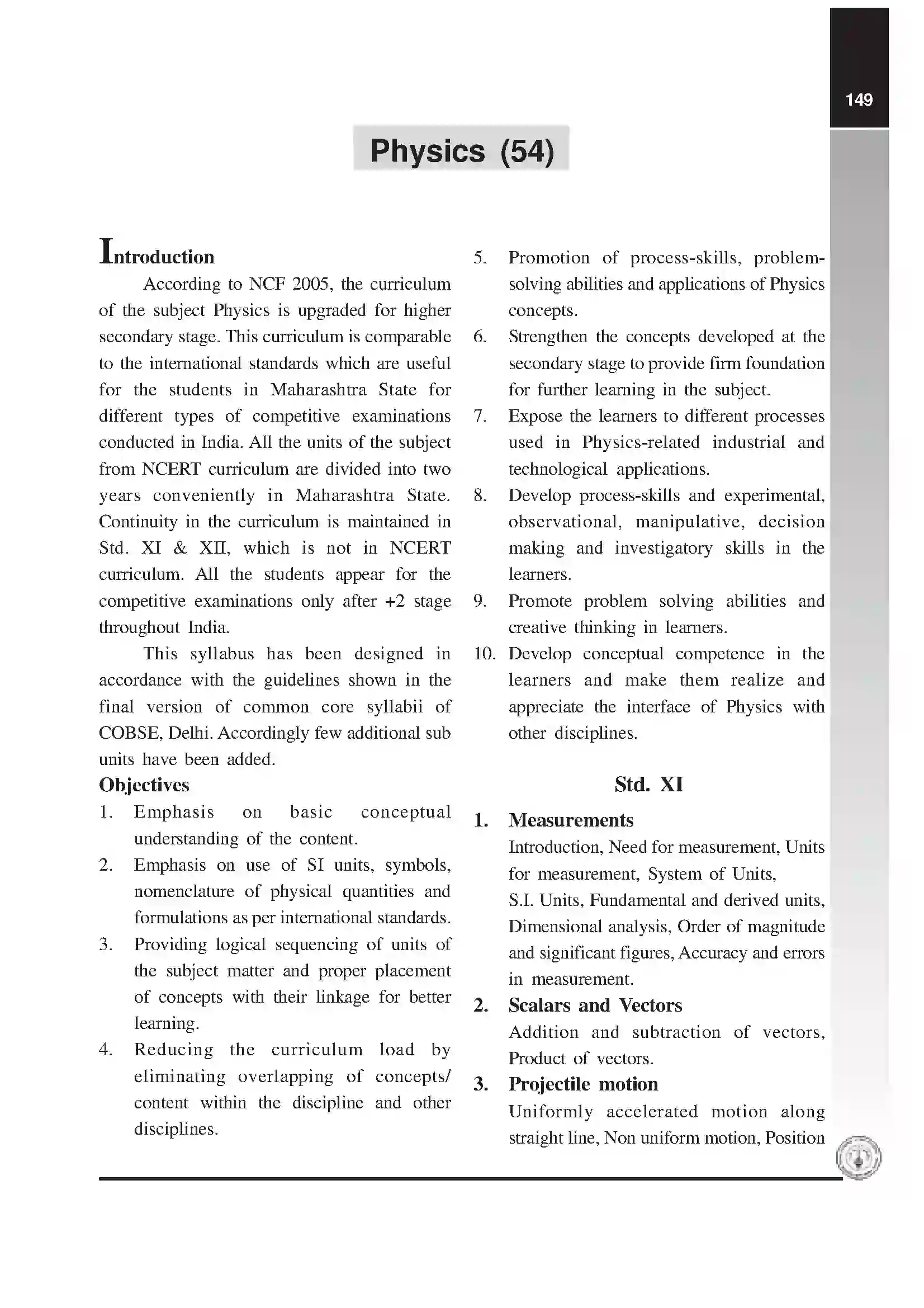 Maharashtra Board Class 12th 2020 Physics Syllabus 1