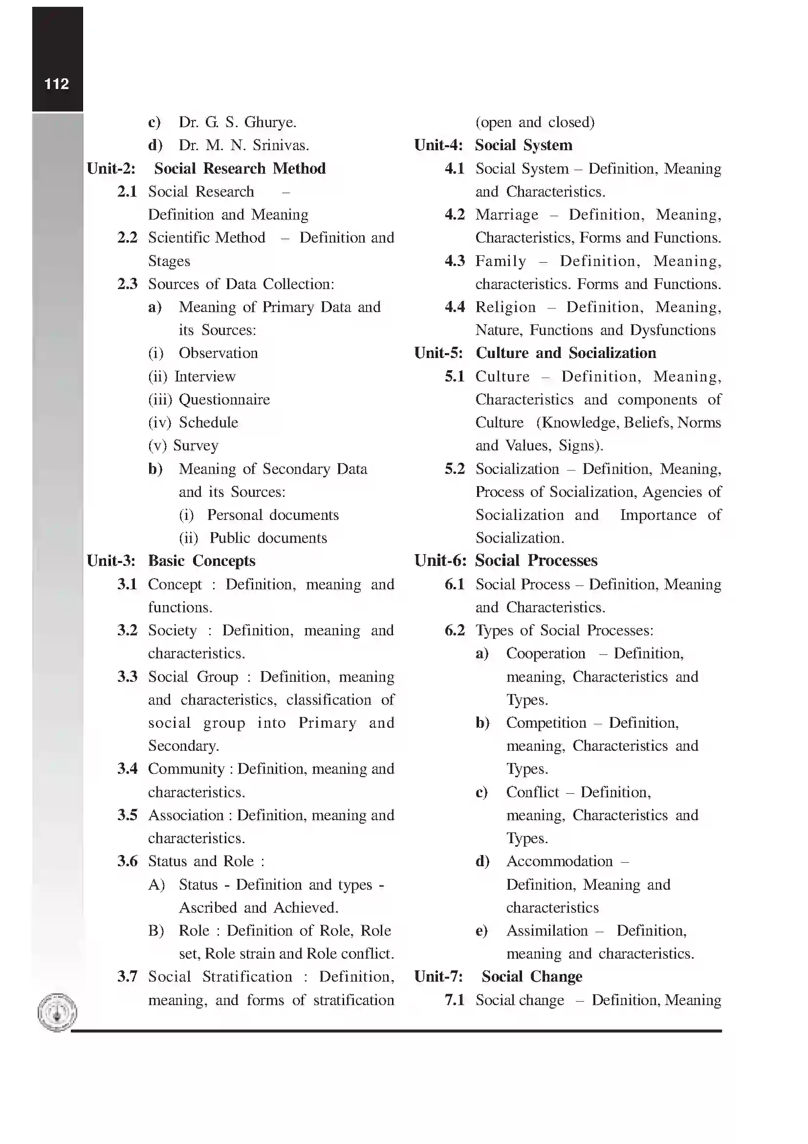 Maharashtra Board Class 12th 2020 Sociology Syllabus 2