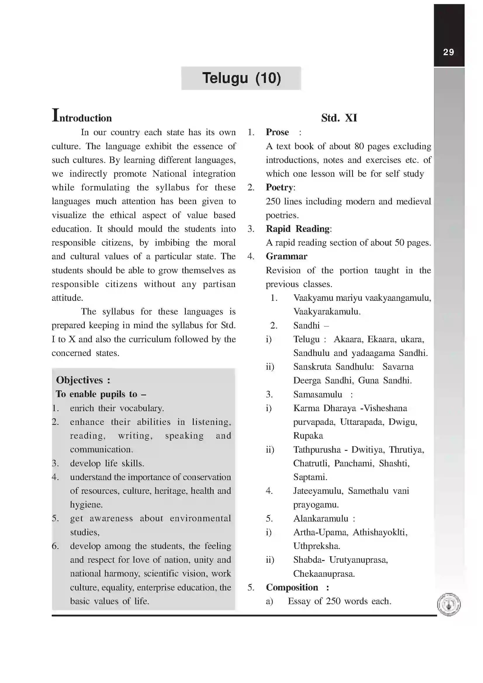 Maharashtra Board Class 12th 2020 Telugu Syllabus 1