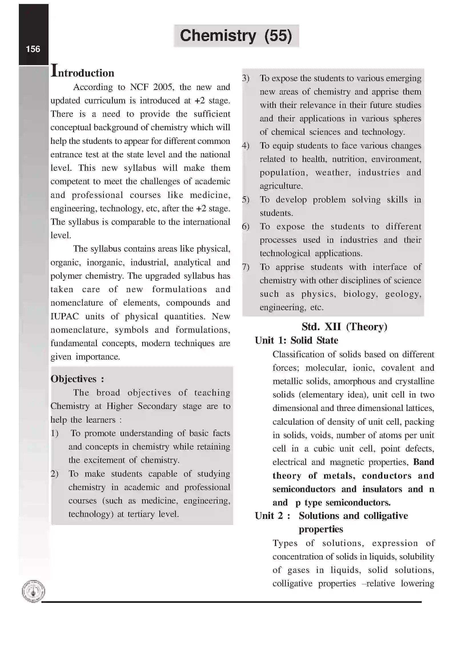 Maharashtra Board Class 12th 2025-26 Chemistry Syllabus 1