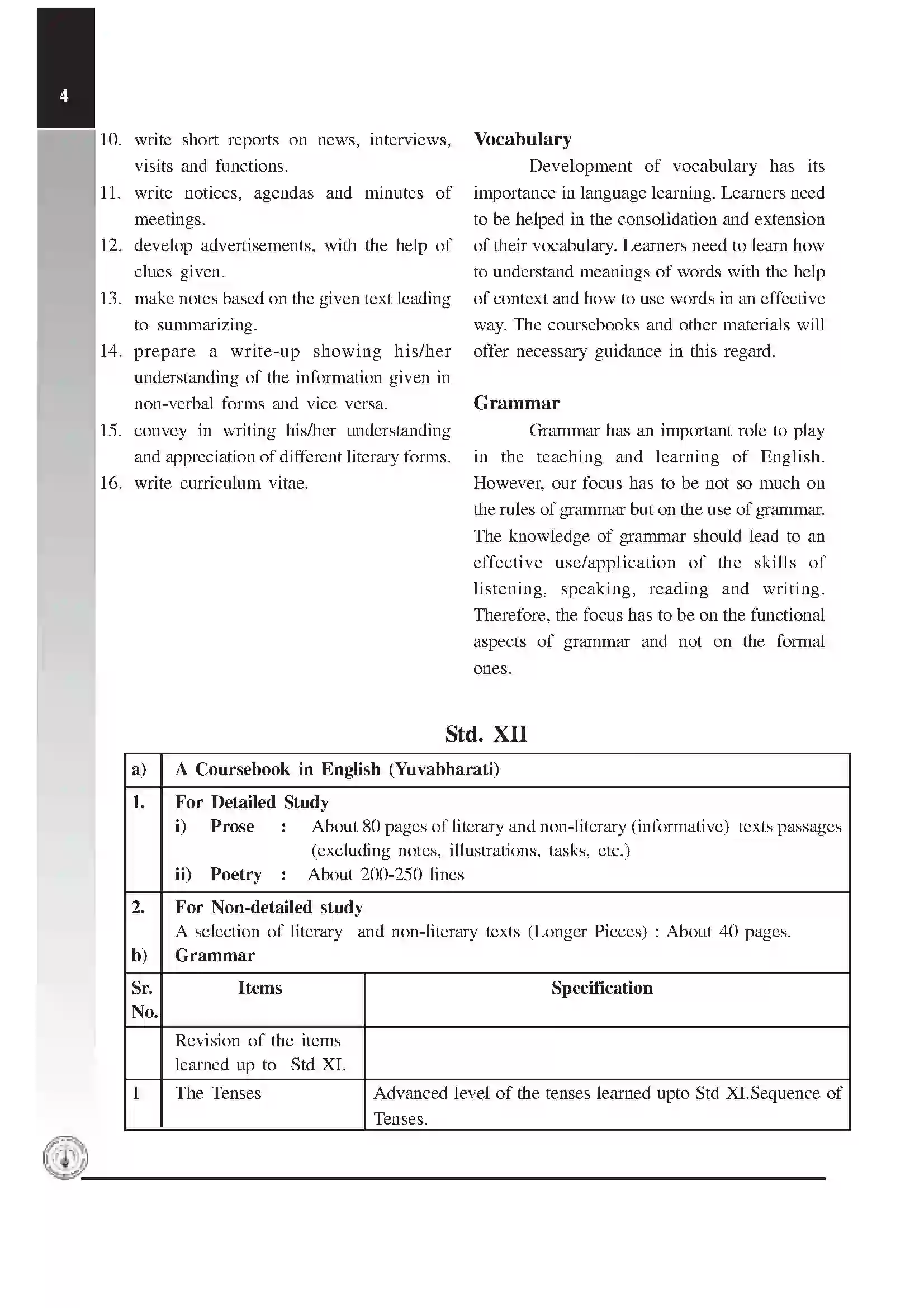 Maharashtra Board Class 12th 2025-26 English Syllabus 4
