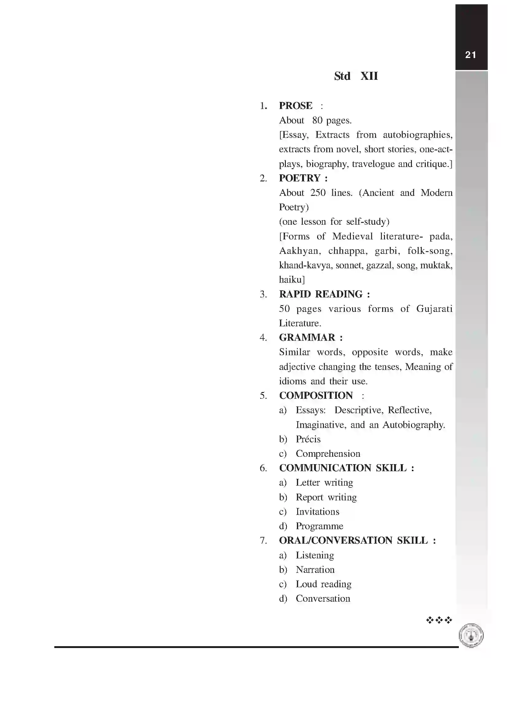 Maharashtra Board Class 12th 2025-26 Gujarati Syllabus 3