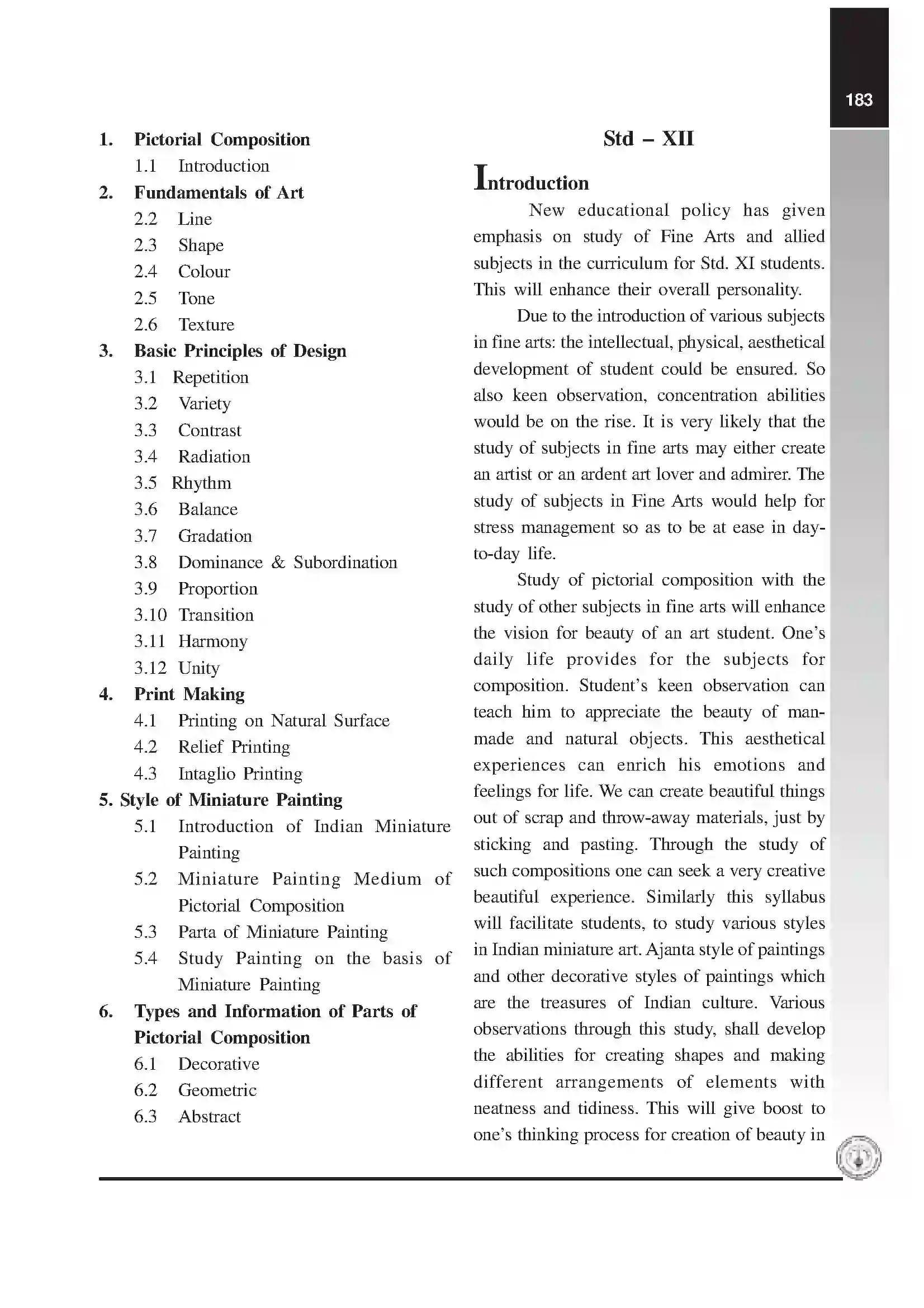 Maharashtra Board Class 12th 2025-26 Pictorial Composition Syllabus 2