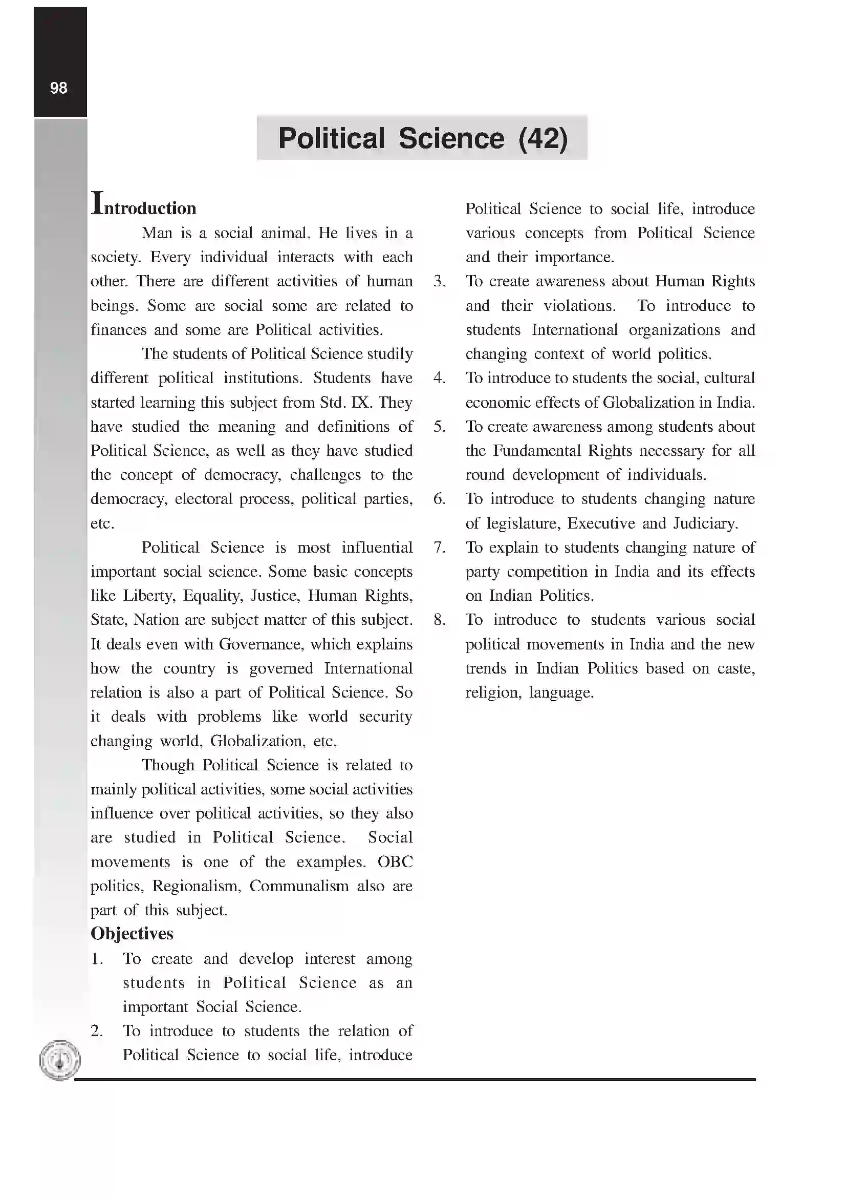 Maharashtra Board Class 12th 2025-26 Political science Syllabus 1