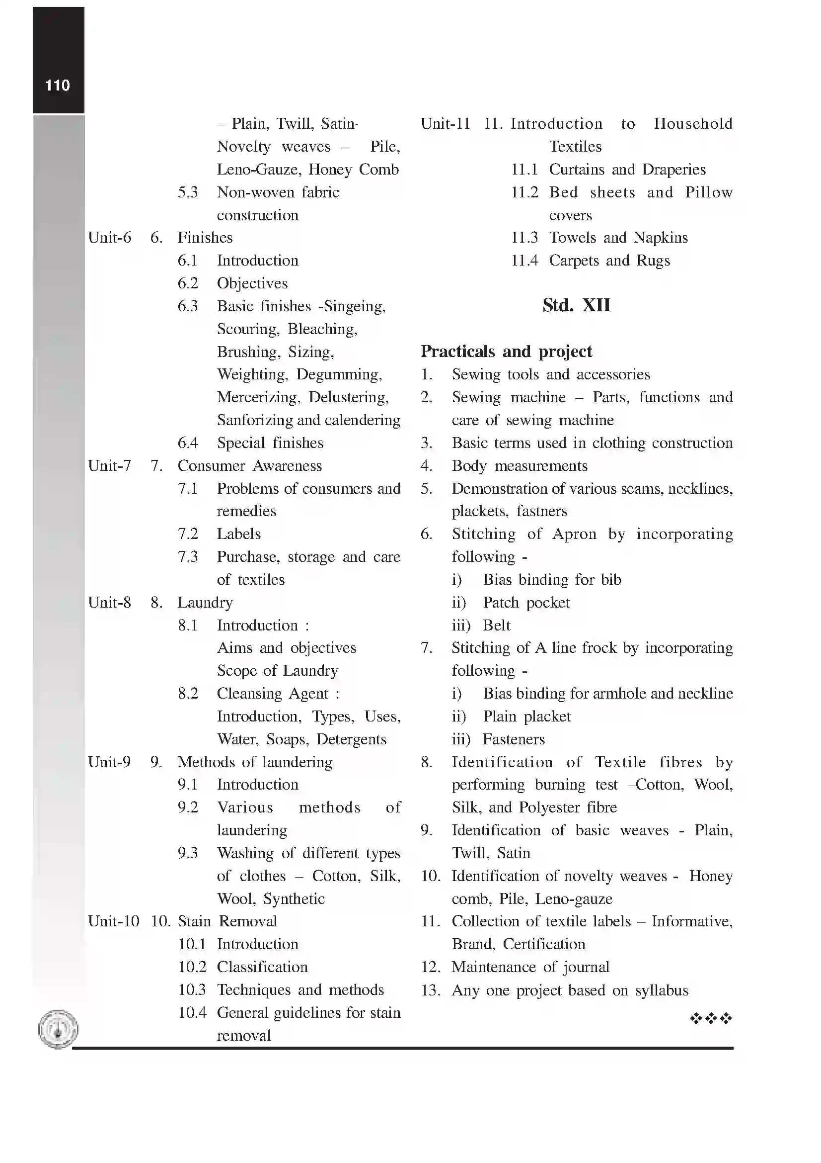 Maharashtra Board Class 12th 2025-26 Textiles Syllabus 2